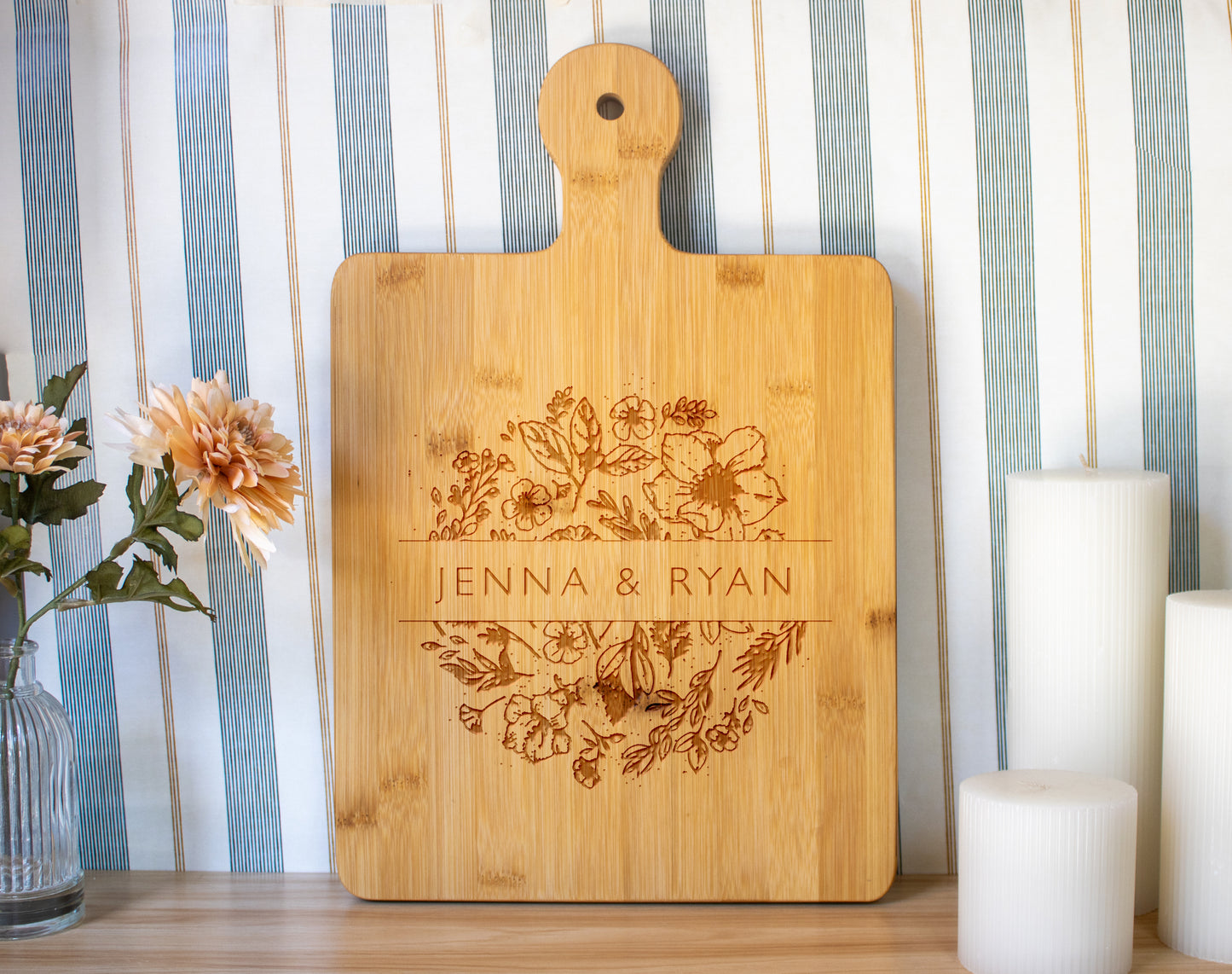 Florals with Names Cutting Board - 063