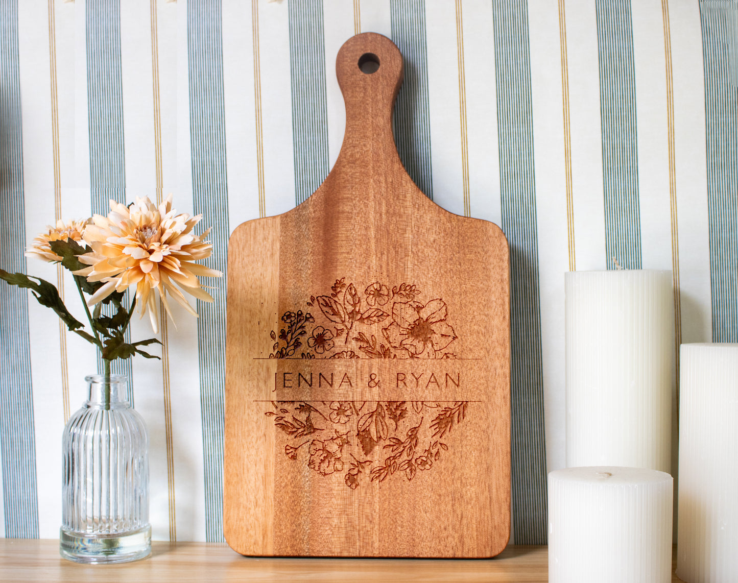 Florals with Names Cutting Board - 063