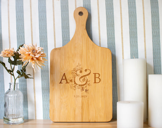 Couples Initials Engagement Personalized Cutting Board 066