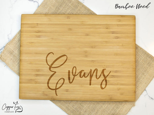 Modern Cursive Personalized Cutting Board - 029