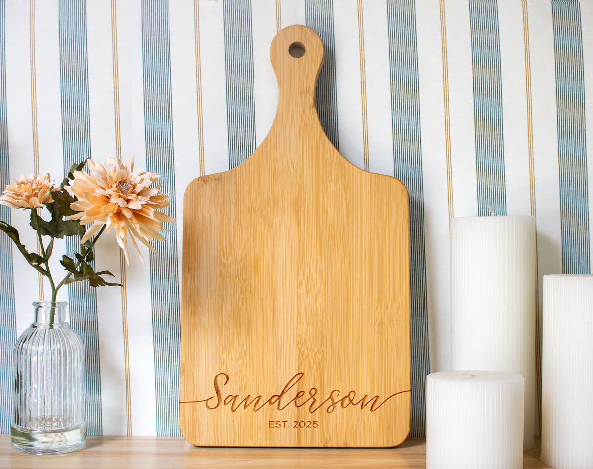 Flowing Script Family Name Cutting Board
