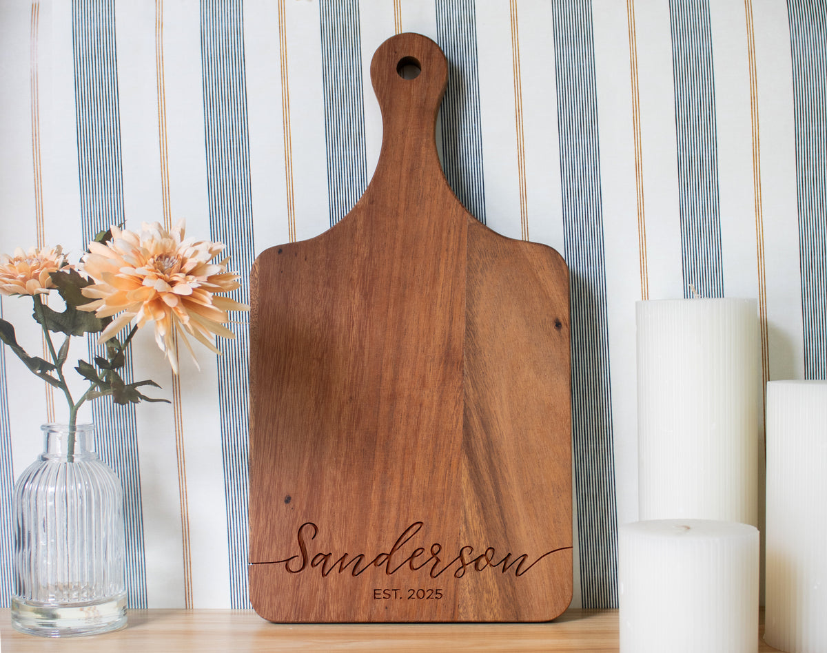 Flowing Script Family Name Cutting Board