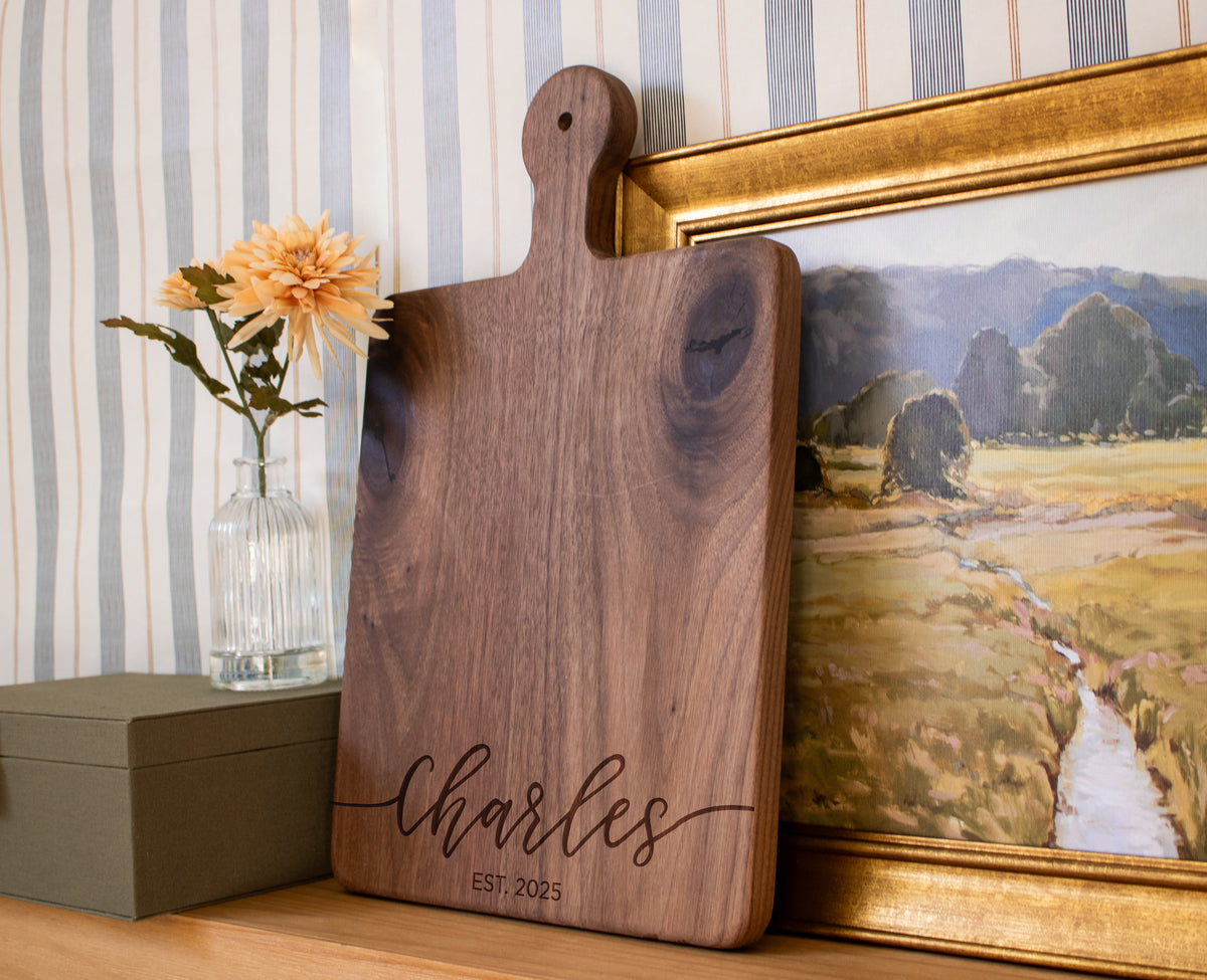 Flowing Script Family Name Cutting Board