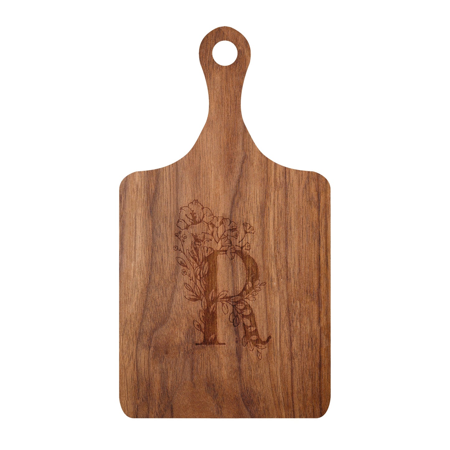 Personalized Cutting Board Floral Initial 062