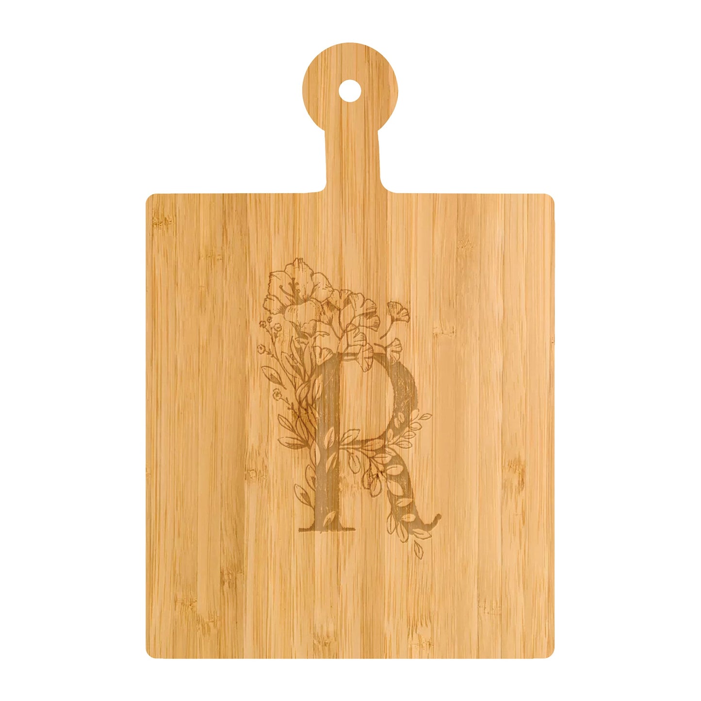 Personalized Cutting Board Floral Initial 062