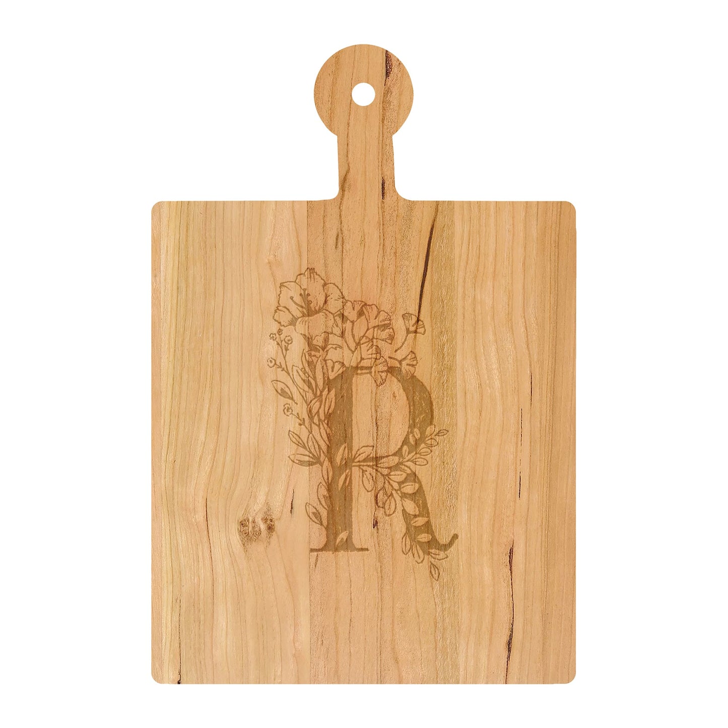Personalized Cutting Board Floral Initial 062