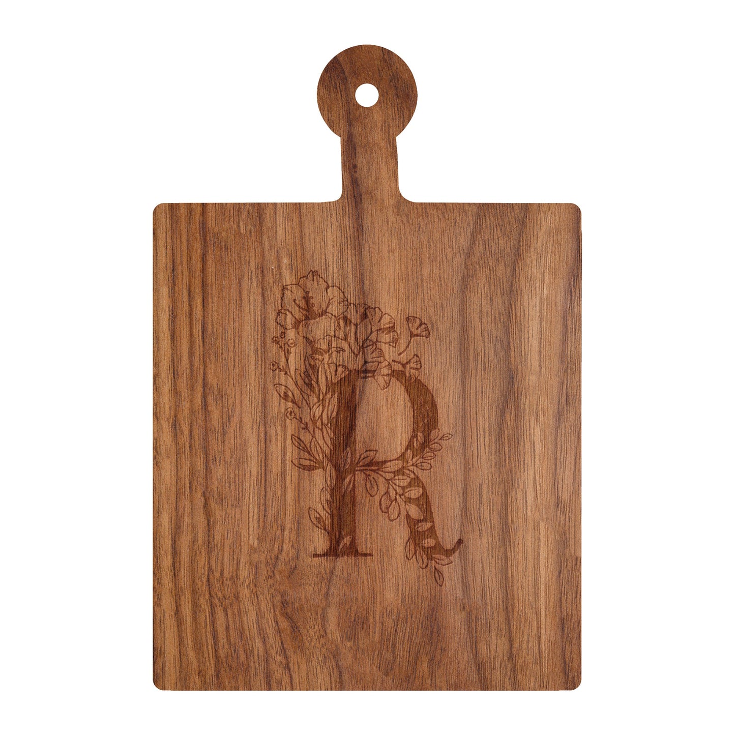 Personalized Cutting Board Floral Initial 062