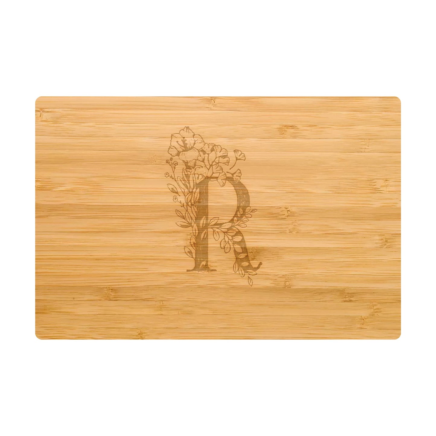 Personalized Cutting Board Floral Initial 062