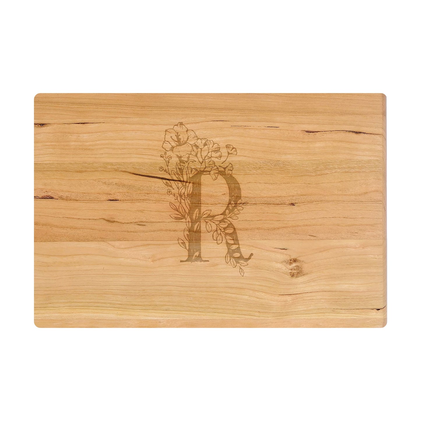 Personalized Cutting Board Floral Initial 062