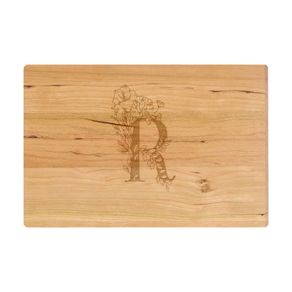 Personalized Cutting Board Floral Initial 062