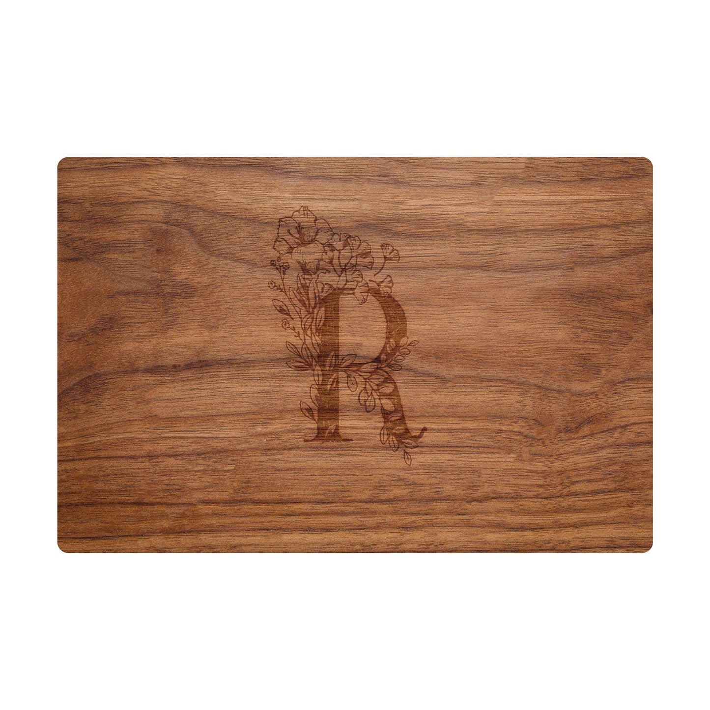 Personalized Cutting Board Floral Initial 062