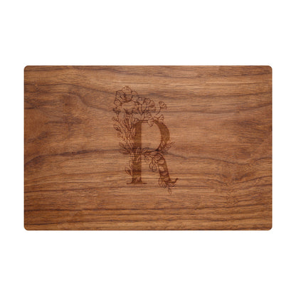 Personalized Cutting Board Floral Initial 062