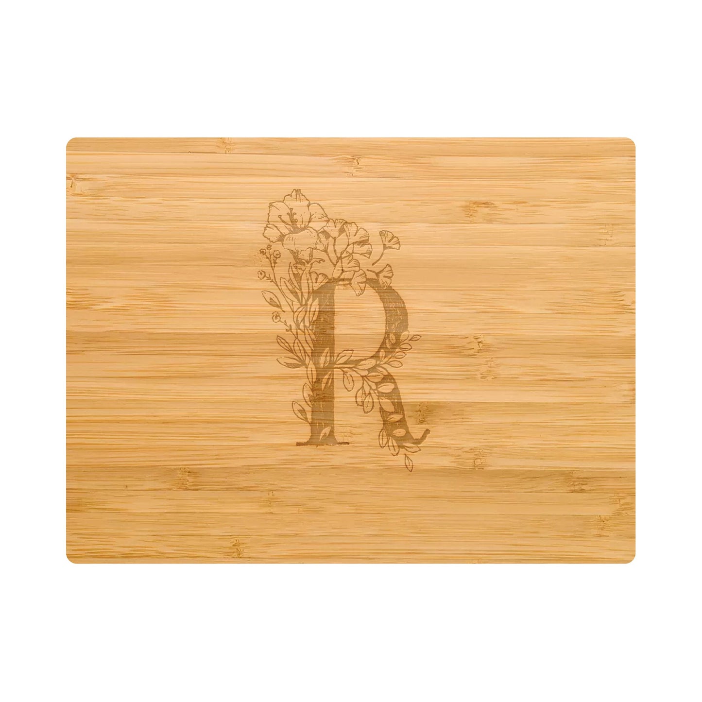 Personalized Cutting Board Floral Initial 062