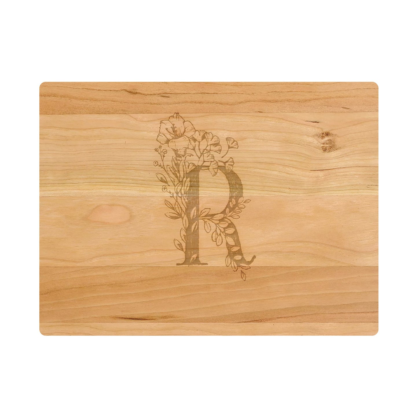 Personalized Cutting Board Floral Initial 062