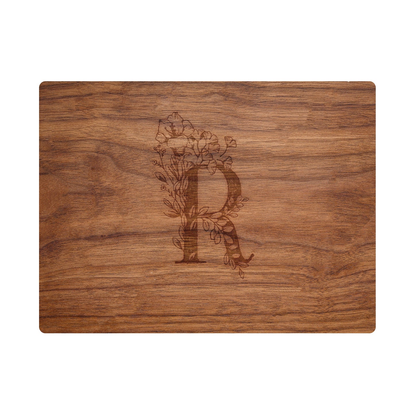 Personalized Cutting Board Floral Initial 062