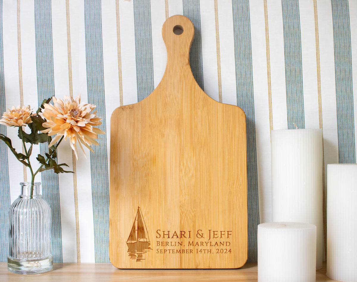 Sailboat Beach Wedding Cutting Board