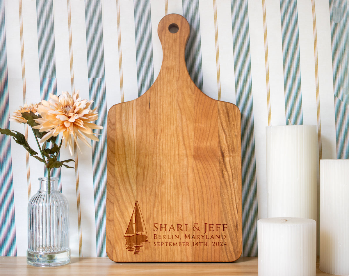 Sailboat Beach Wedding Cutting Board