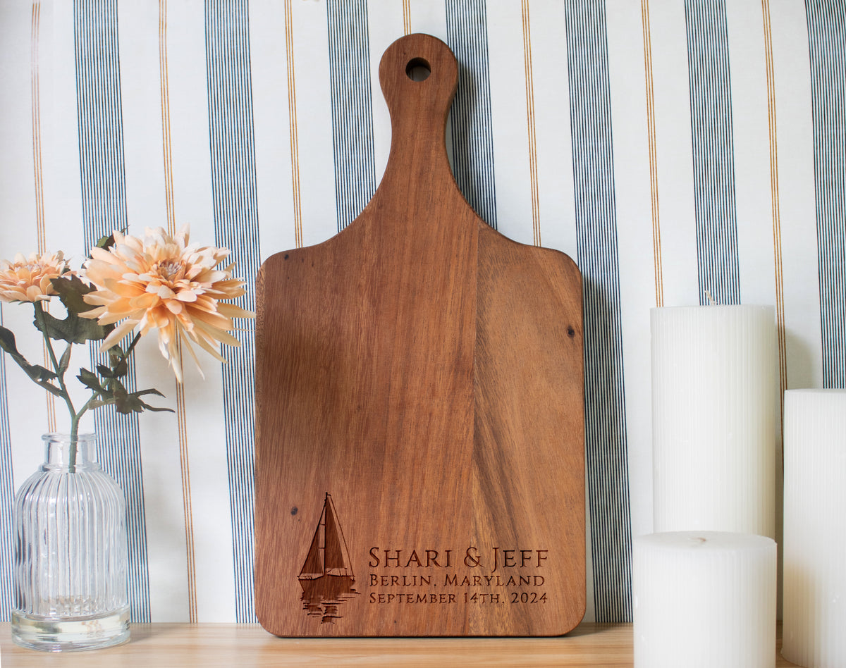 Sailboat Beach Wedding Cutting Board