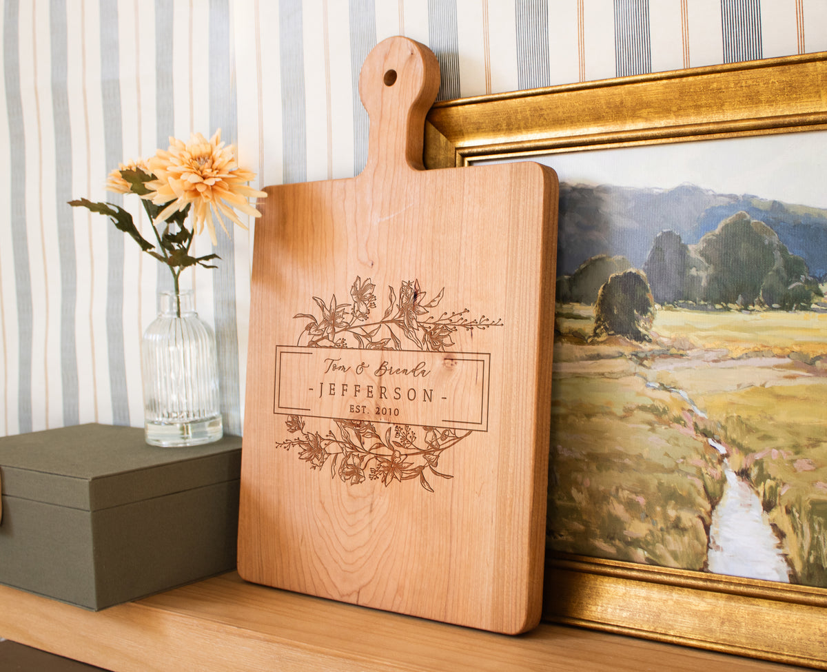 Flowing Script Family Name Cutting Board