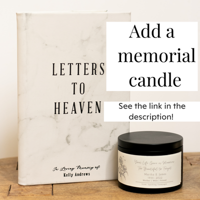 Grief journal that says letters to heaven for loss of father Loss of mother Loss of mom Loss of Daughter, loss of dad. Bereavement gift idea. sympathy gift basket mourning gift memorial gift ideas loss of loved one miscarriage gift loss of son