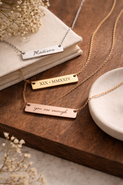 Personalized Engraved Bar Necklace