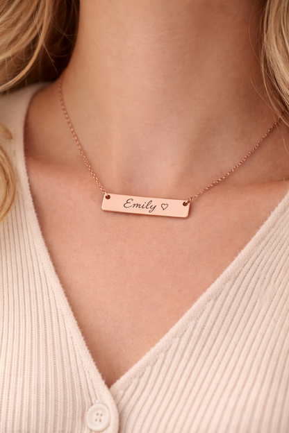 Personalized Engraved Bar Necklace