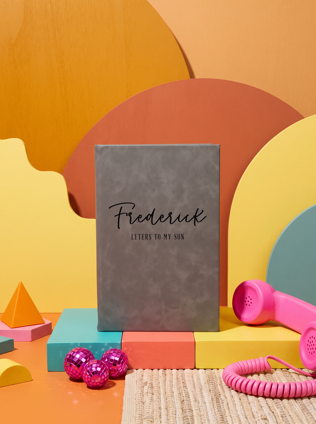 Personalized leatherette journal — J04 design in gray