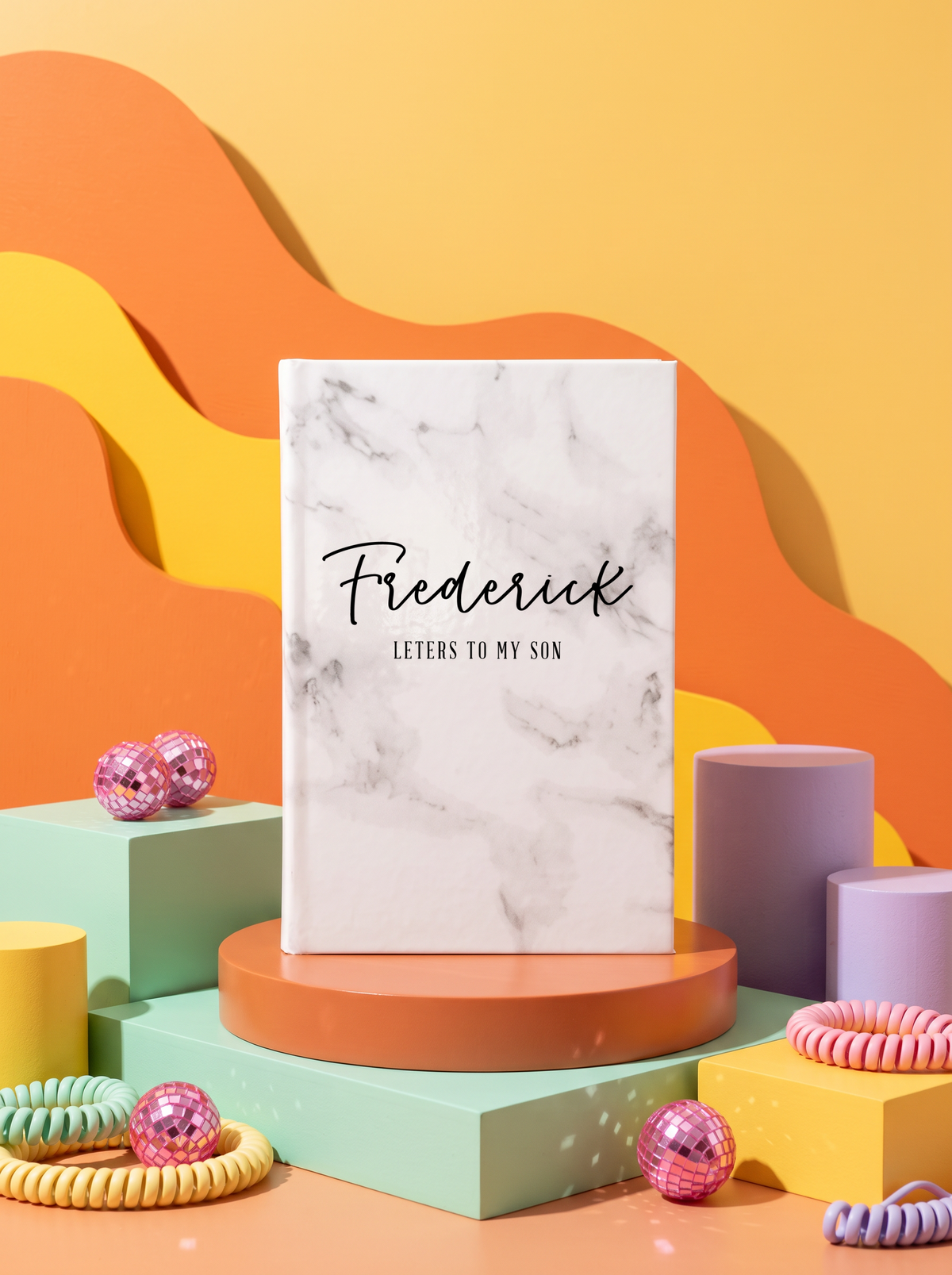 Personalized leatherette journal — J04 design in marble