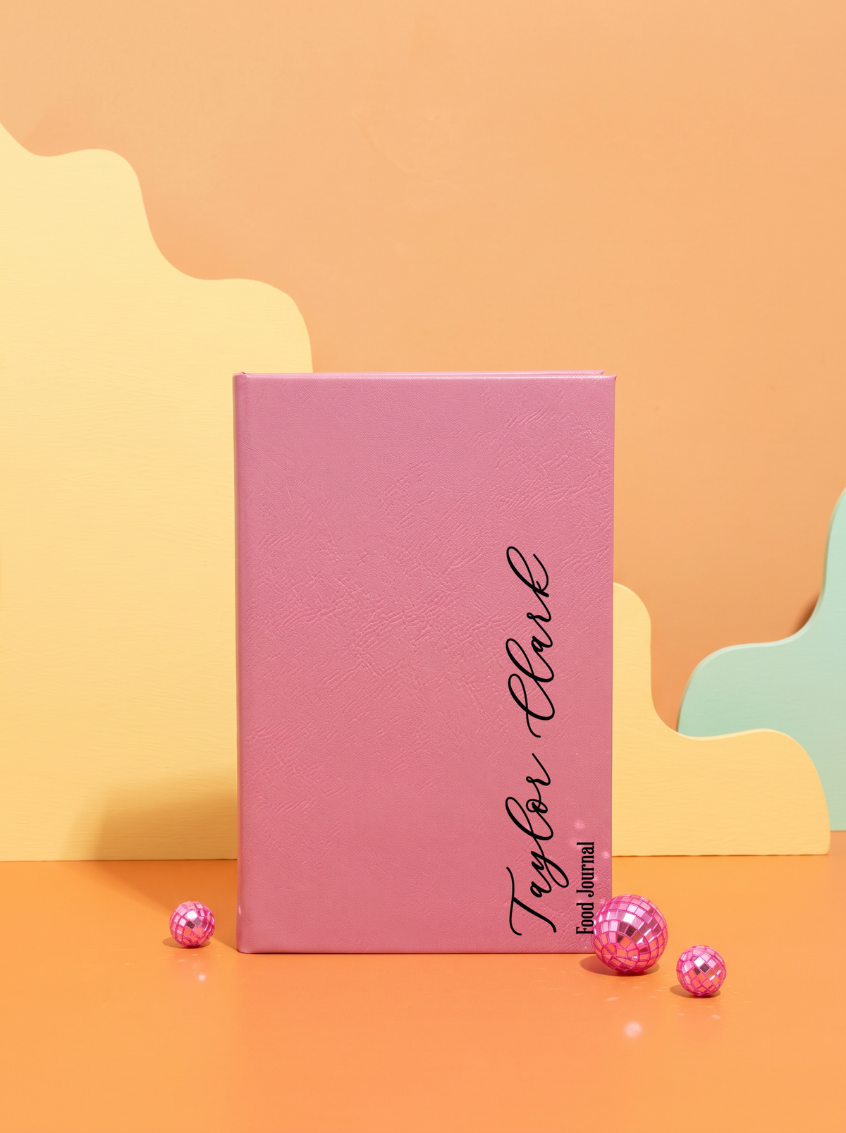 Personalized leatherette journal — J06 design in pink