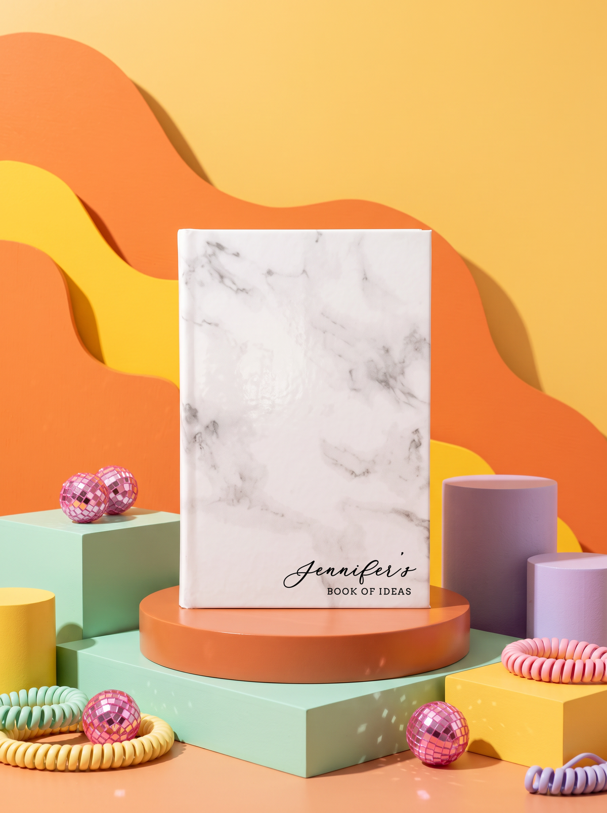 Personalized leatherette journal — J07 design in marble