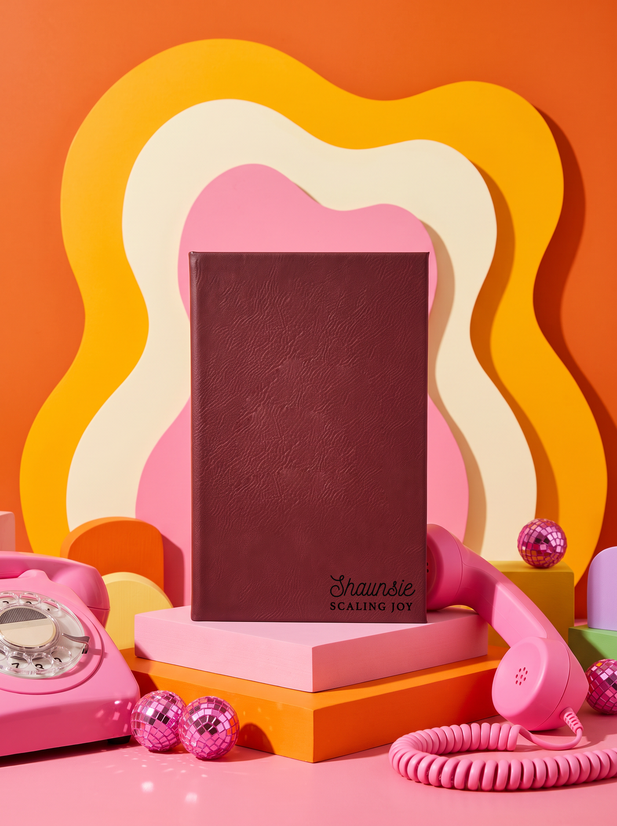 Personalized leatherette journal — J08 design in rose