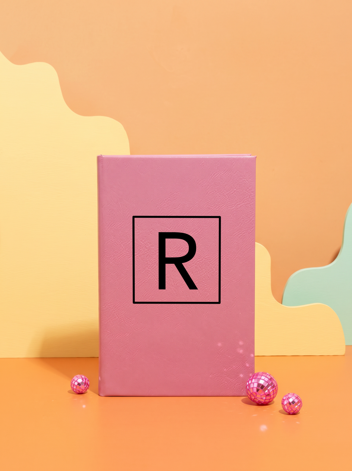 Personalized leatherette journal — J10 design in pink