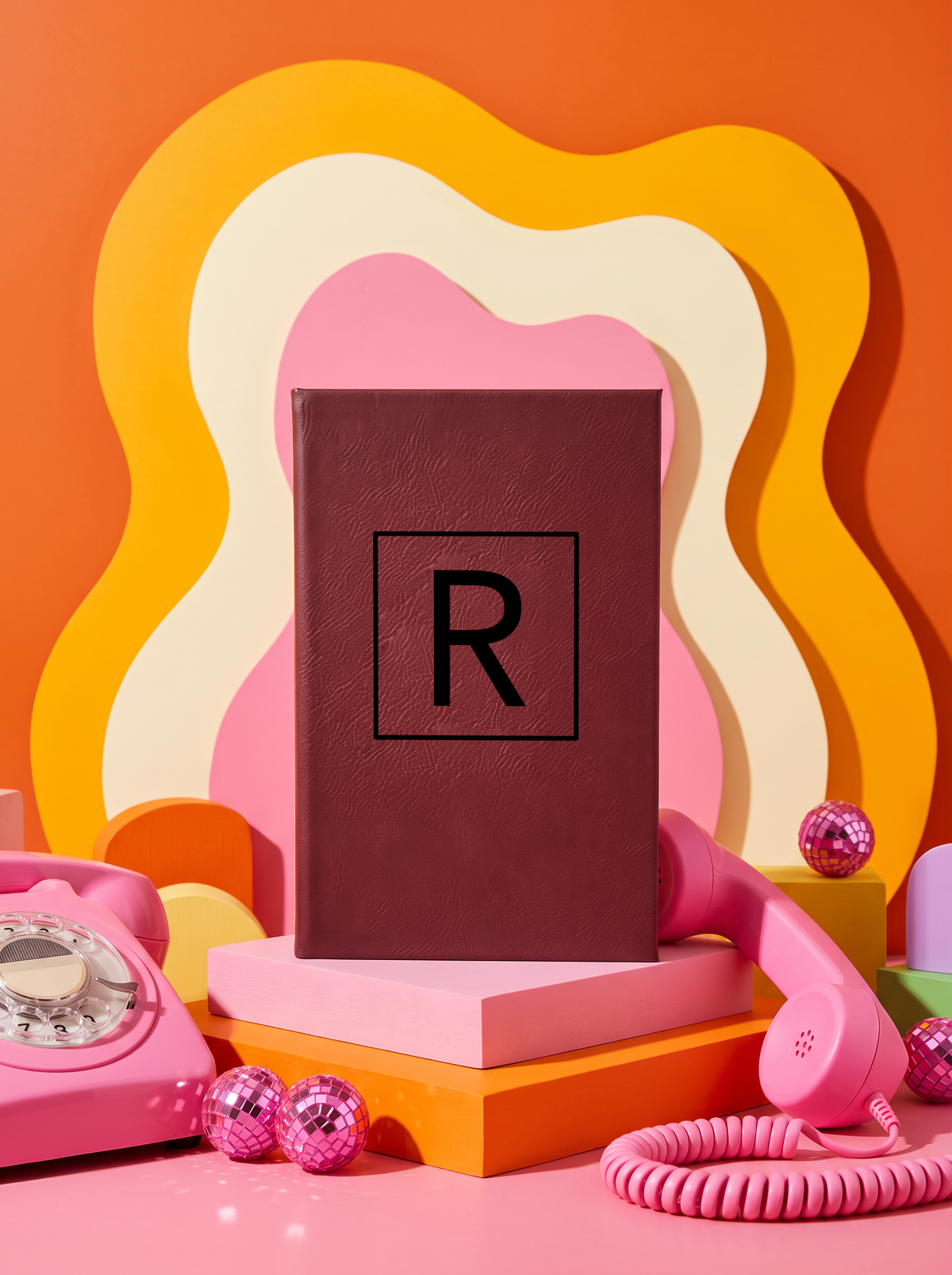 Personalized leatherette journal — J10 design in rose