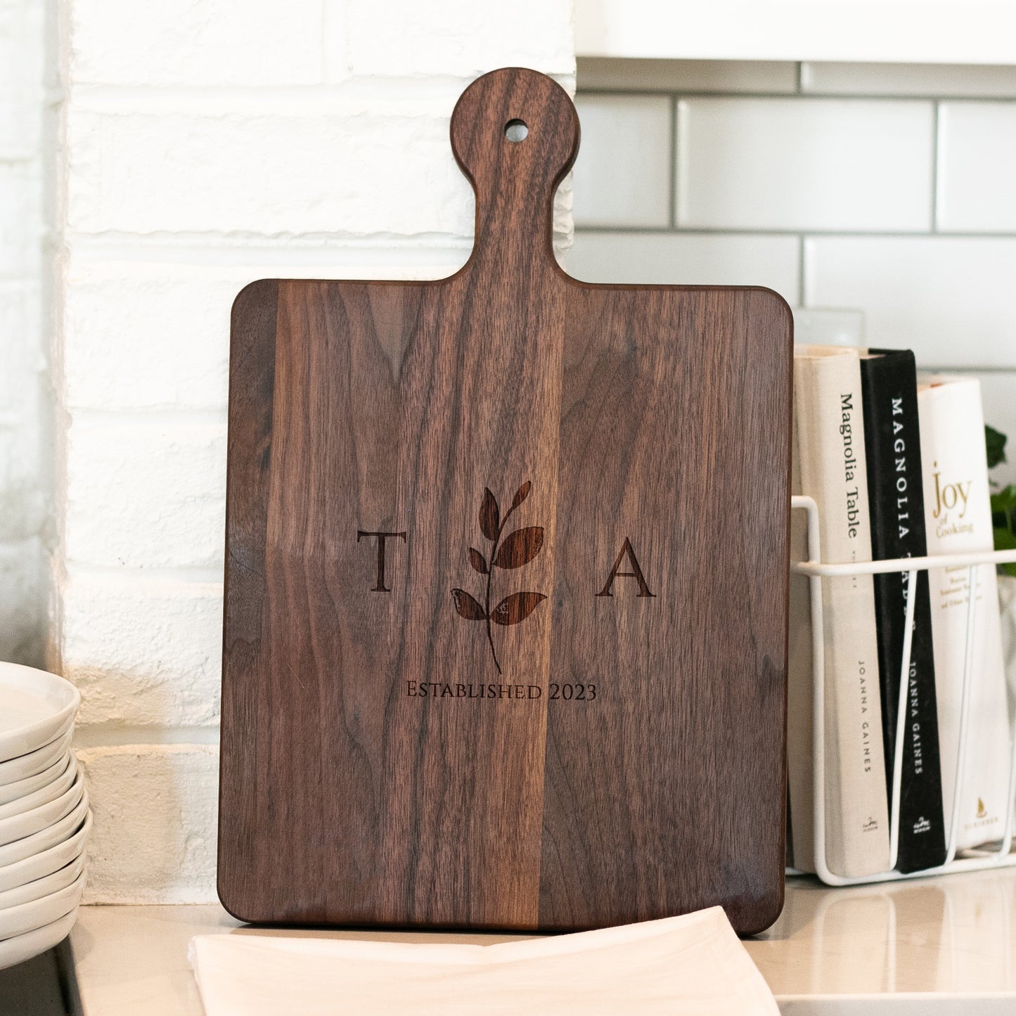a cutting board sitting on top of a counter