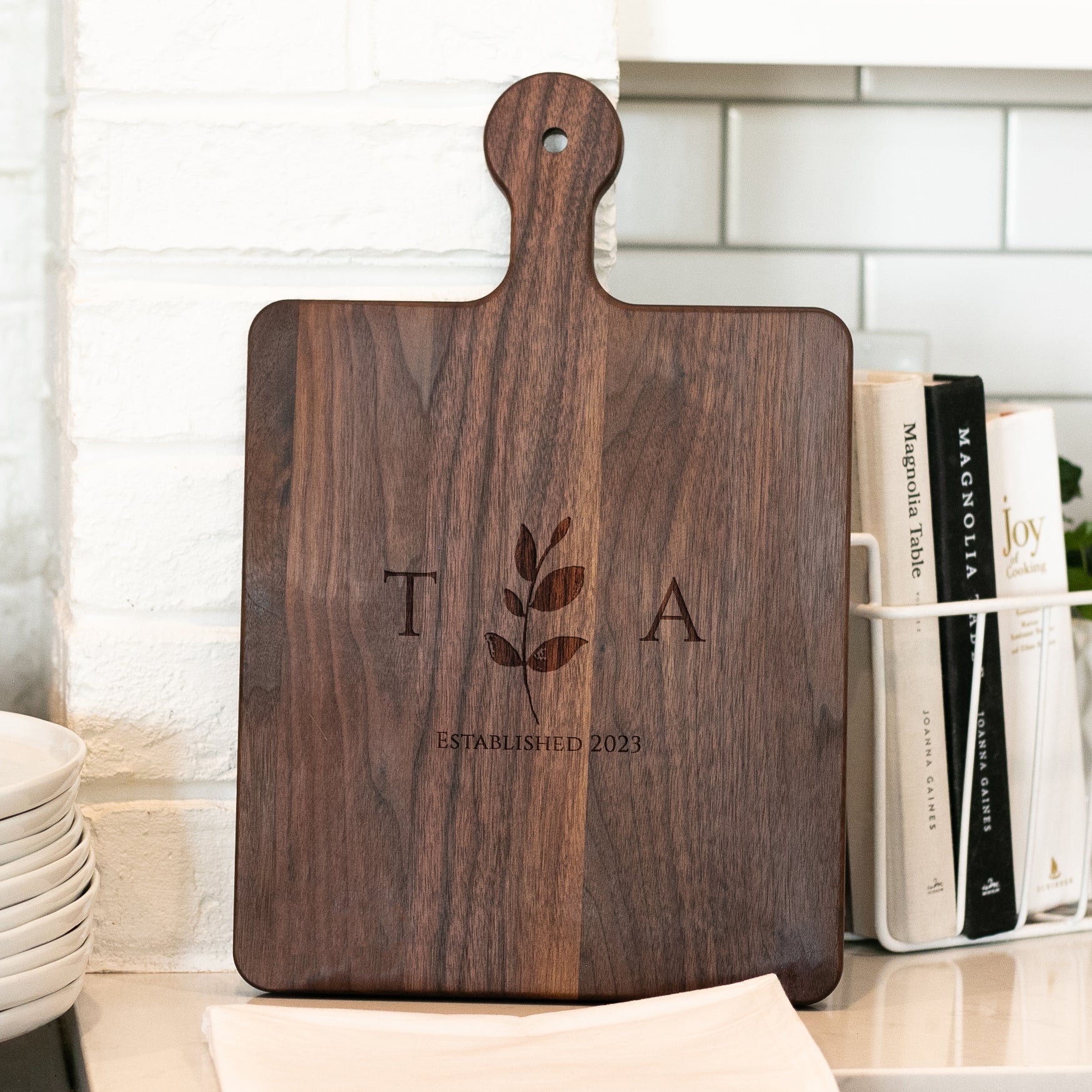 a cutting board sitting on top of a counter