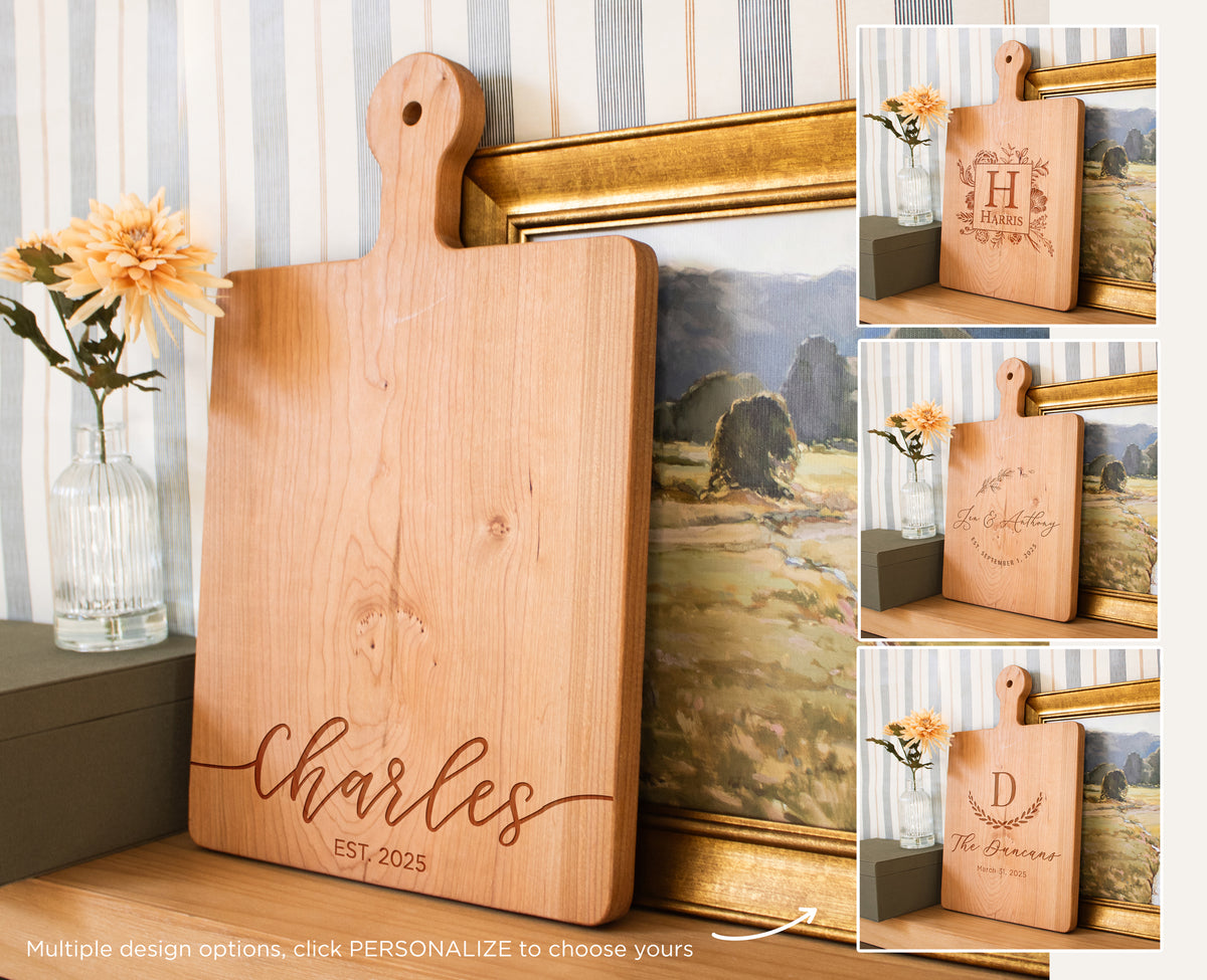 Flowing Script Family Name Cutting Board