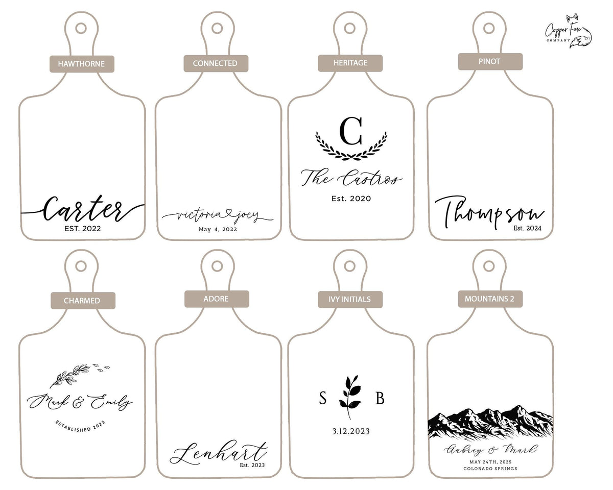 a set of six luggage tags with the names of each of them
