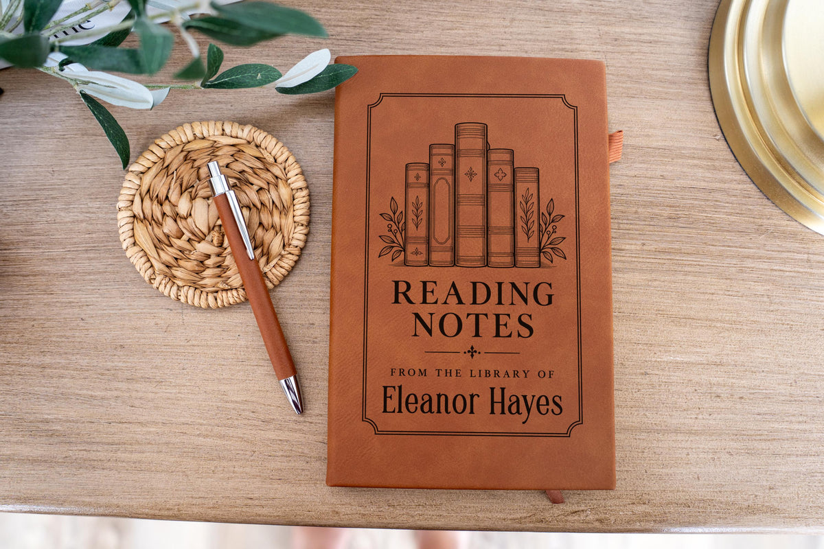 Personalized reading notes journal; edited mockup.