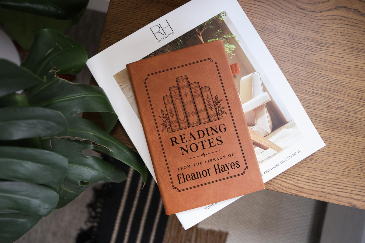 Personalized reading notes journal; edited mockup.