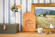 Personalized Christmas Eve cutting board; edited mockup.