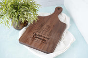 Personalized Christmas Eve Stag cutting board; edited mockup.