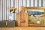 Personalized Christmas Eve Stag cutting board; edited mockup.