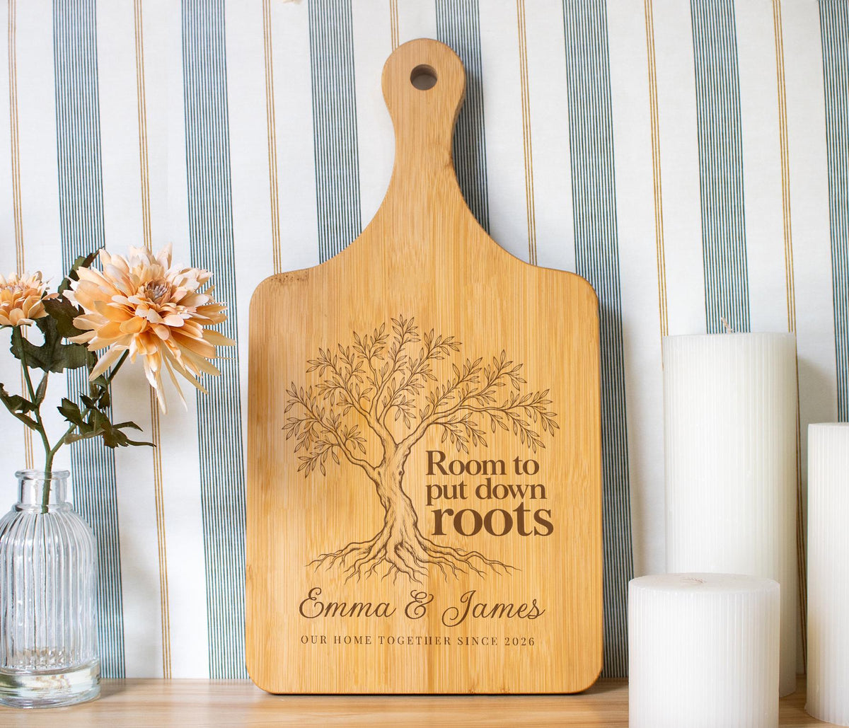 Personalized Room for Roots cutting board; edited mockup.