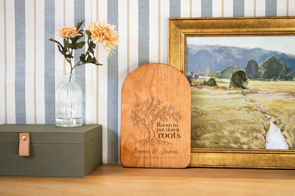 Personalized Room for Roots cutting board; edited mockup.