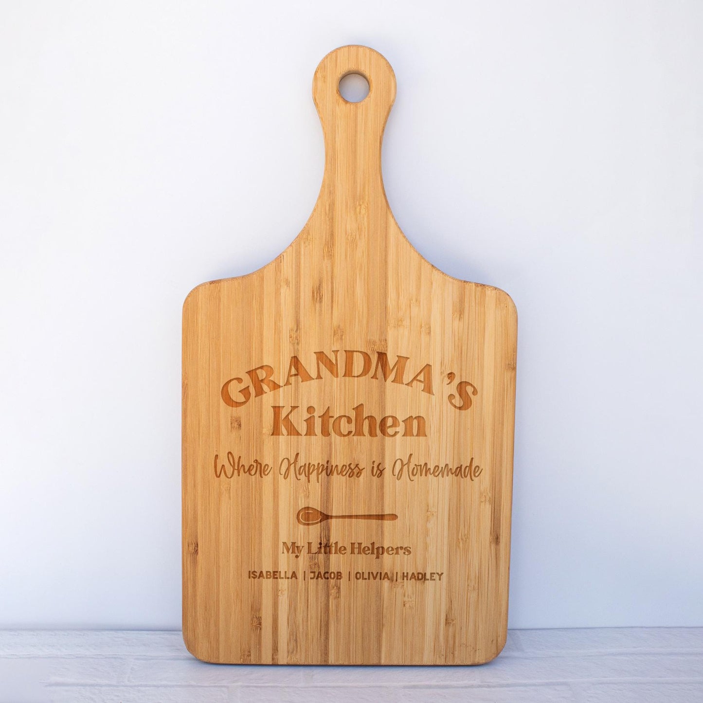 Grandma's Kitchen Cutting board Personalized Mother's day Gift for Grandma for Nana Sentimental gift from Grandkids Happiness is homemade