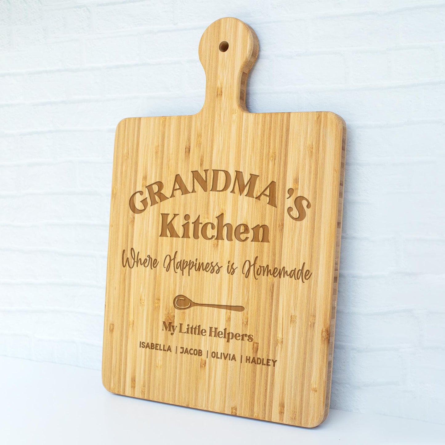 Grandma's Kitchen Cutting board Personalized Mother's day Gift for Grandma for Nana Sentimental gift from Grandkids Happiness is homemade