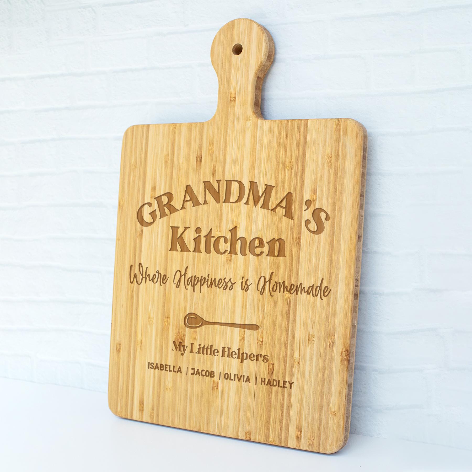 Grandma's Kitchen Cutting board Personalized Mother's day Gift for Grandma for Nana Sentimental gift from Grandkids Happiness is homemade