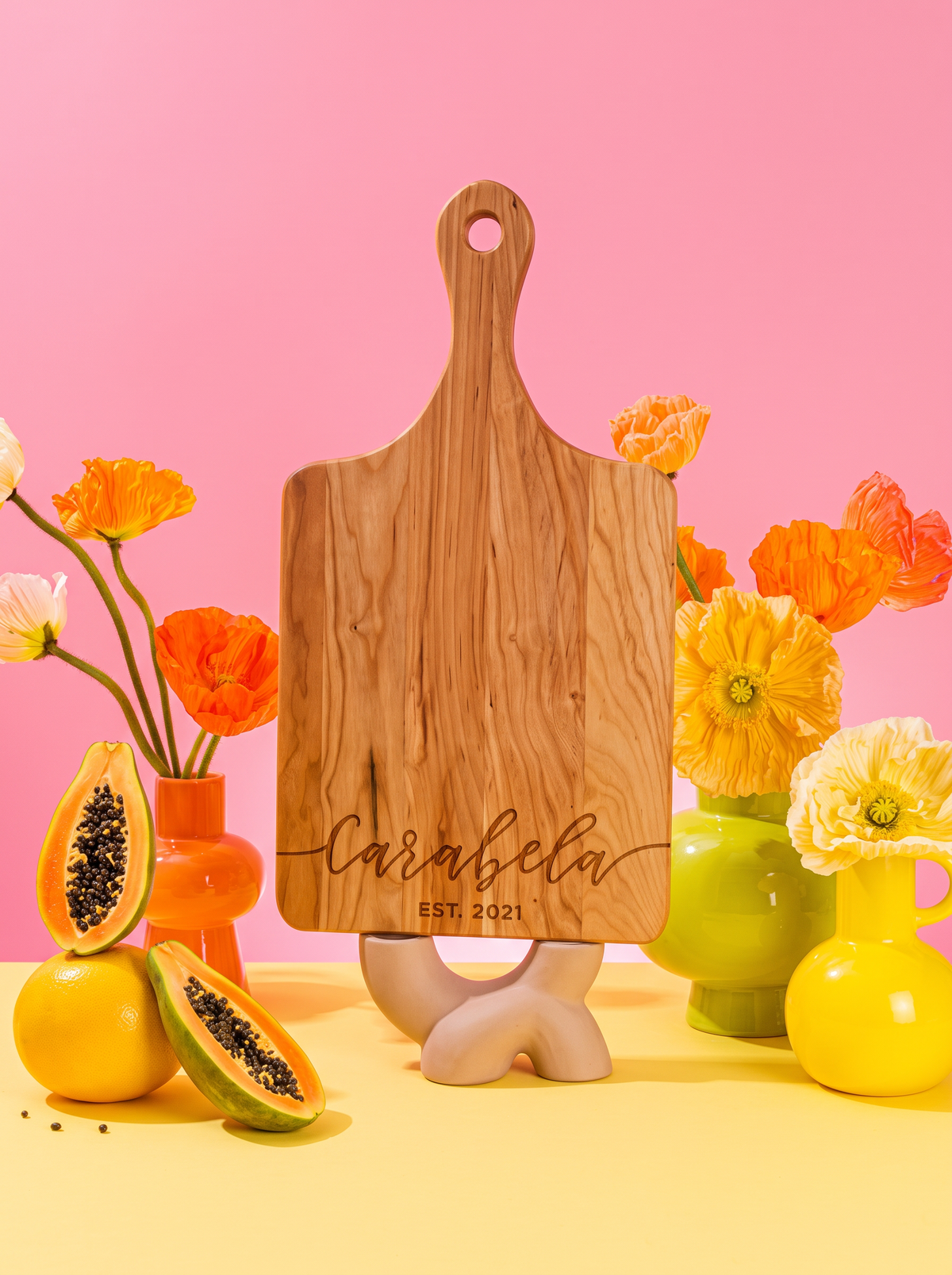 Flowing Script Family Name Cutting Board