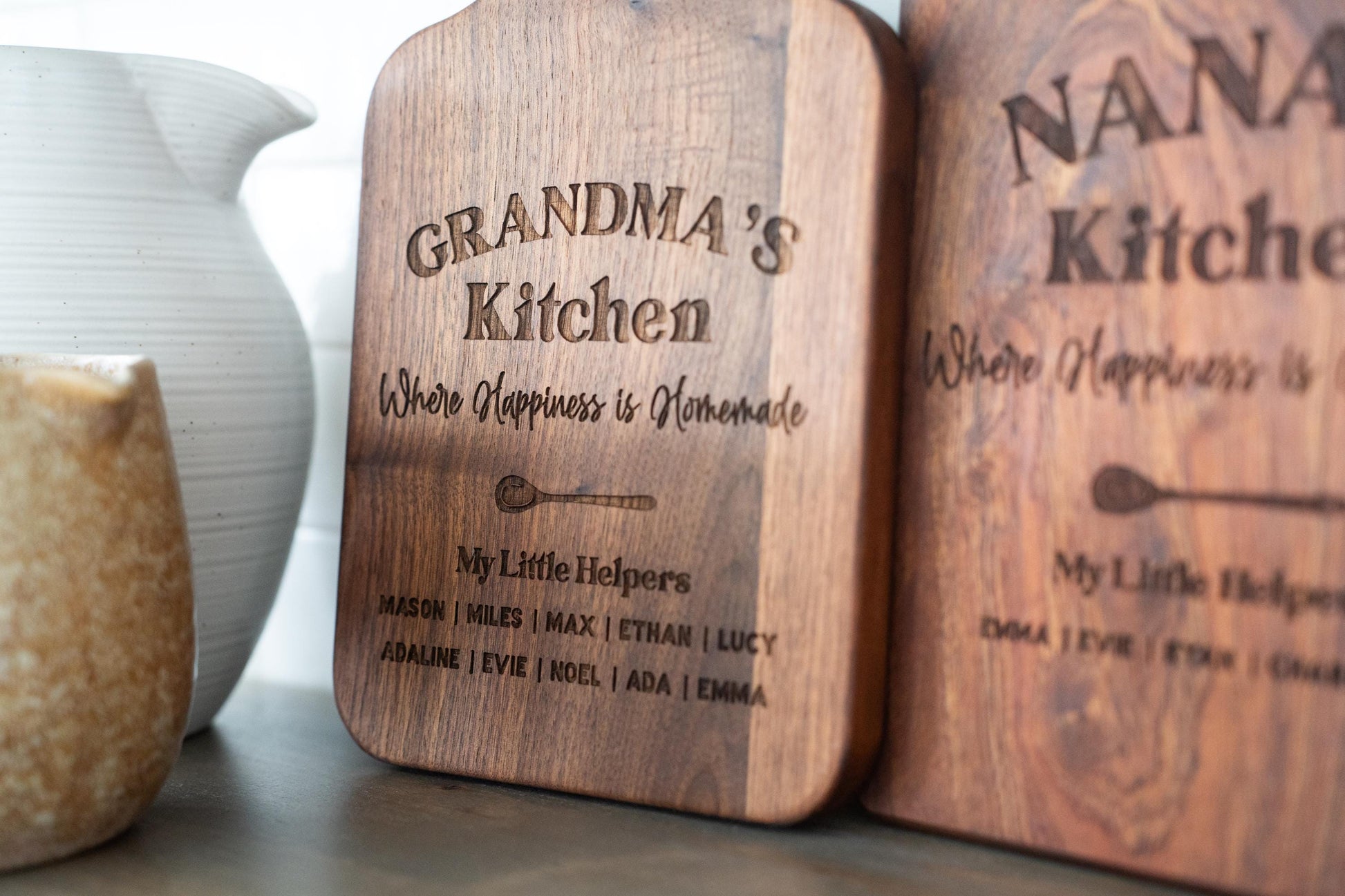 Grandma's Kitchen Cutting board Personalized Mother's day Gift for Grandma for Nana Sentimental gift from Grandkids Happiness is homemade