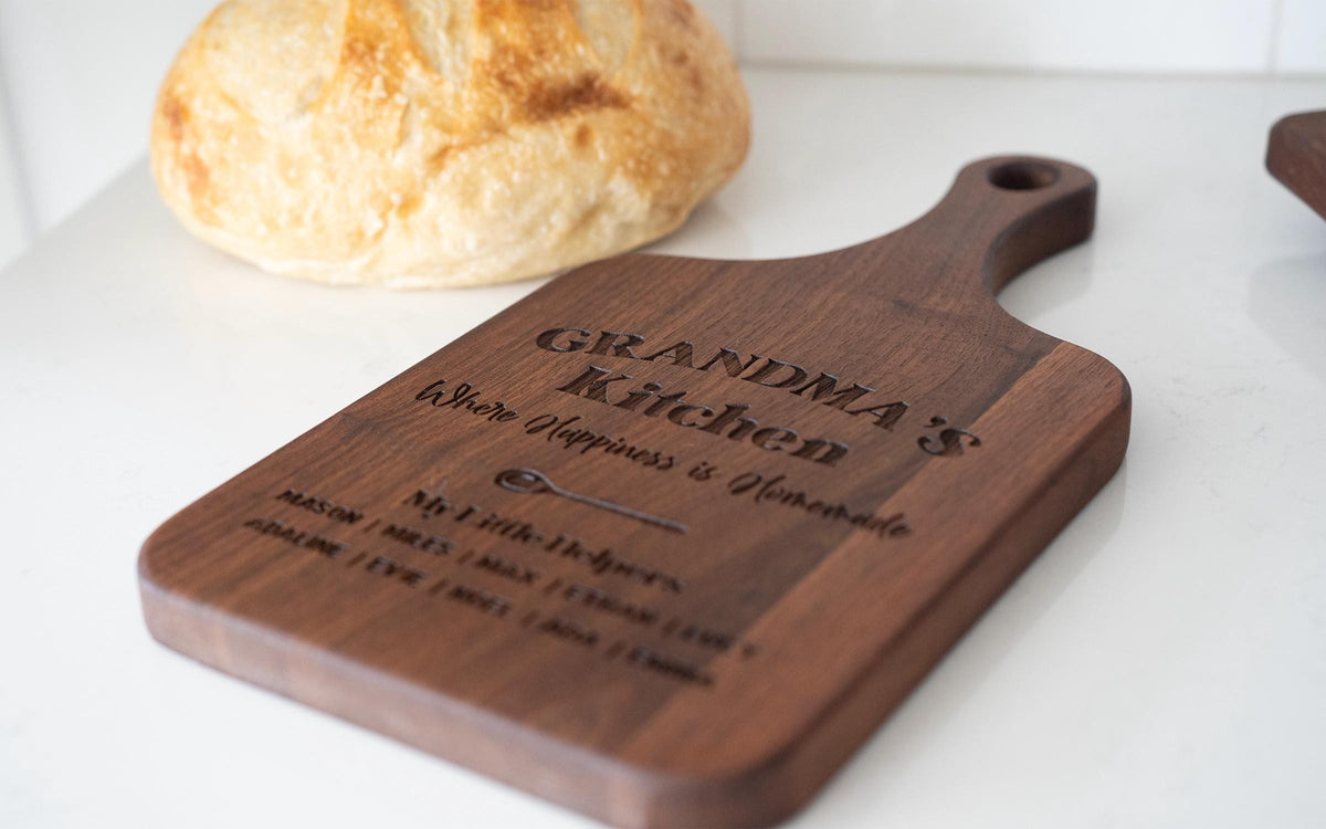 Grandma's Kitchen Cutting board Personalized Mother's day Gift for Grandma for Nana Sentimental gift from Grandkids Happiness is homemade
